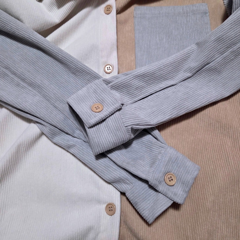 Stella Tweed Colorblock Corduroy Button Down Shirt Jacket Women's Size M‎ - Picture 5 of 7